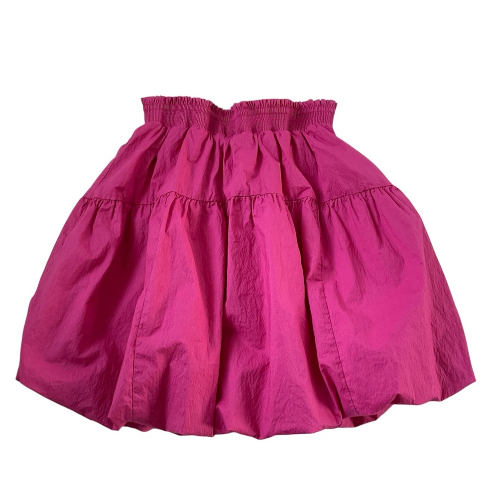 Maeve by Anthropologie Bubble Hem Mini Skirt Sz S Pink Smocked Barbiecore Boho